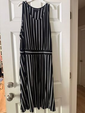Lane Bryant Black and White Striped Sleeveless Dress